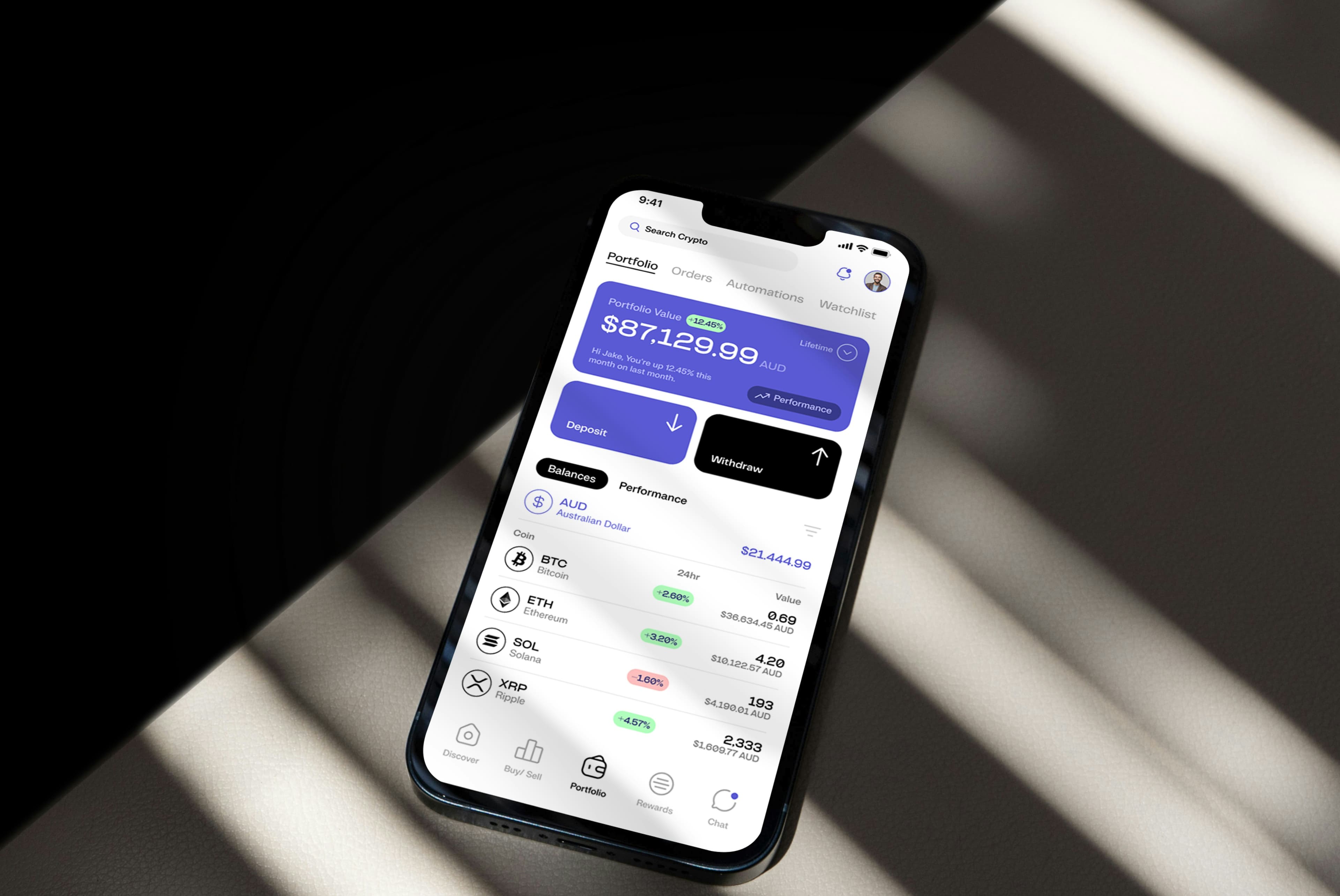 Ethereum and altcoin portfolio on trading screen